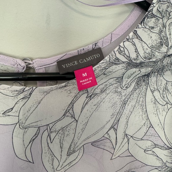 Vince Camuto Floral Tunic Dress Sheer Lavender Floral Print Size M - Picture 5 of 8